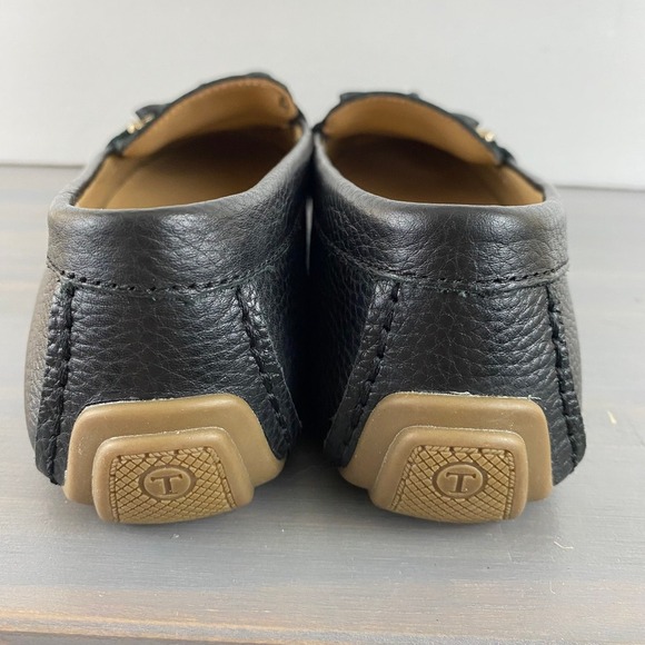 Talbots Penny Loafers Women 8M Black Pebble Leather Bow Buckle Old Money Preppy - Picture 4 of 9